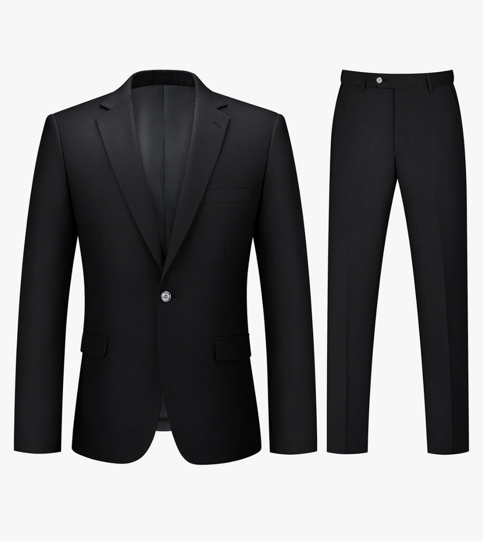 Mens Suit 2 Piece Suits for Men One Button Slim Fit Solid Jacket & Pants Tuxedo Set Business Wedding Party Size M