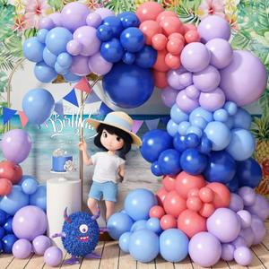 Blue and Purple Balloon Garland Kit, 103 PCS Arch Kit With Dark Light Blue Light Purple Balloons, Lilac and Colorful for Kids Girls Birthday Carvinal Theme Party