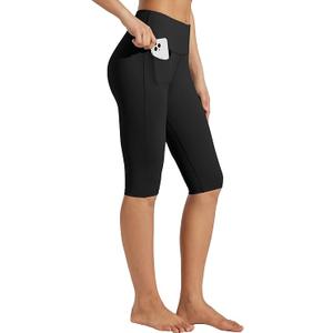 Womens Yoga Capri Pants High Waist Capri Leggings with Pockets Wide Leg Crop Exercise Workout Summer Pants, Black, XX-Large