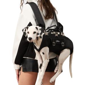 FCT Dog Backpack Carrier - Spine-Friendly for Midium to Large Dogs (18-30 lbs), Horizontal Design Dog Carrier with Adjustable Back Straps,Legs-Out Comfort for Travel/Hiking/Cycling (Black, Size L)