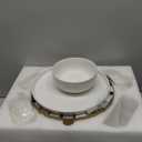 Stoneware Dinnerware Sets Service for 4, 12 pcs Reactive Glaze Plates and Bowls Sets, Embossed Boho Ceramic Dish Set, Highly Chip and Crack Resistant Farmhouse Plate Set, Ivory White