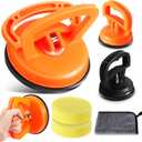 Baderke 5 Packs Car Dent Puller, Dent Repair Kit: Puller Dent Suction Remover Tool with Rag and Sponge for Car Body Dent, Glass, Screen, Tiles & Lifting Objects Moving(Orange+Black+Orange)
