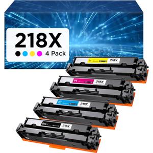 218X High Yield Toner Cartridge (No Chip) Replacement for HP 218X W2180X 218A W2180A Works with HP Color Laserjet Pro 3201DW MFP 3301FDW 3301SDW Printer (4 Pack, Black, Cyan, Yellow, Magenta)