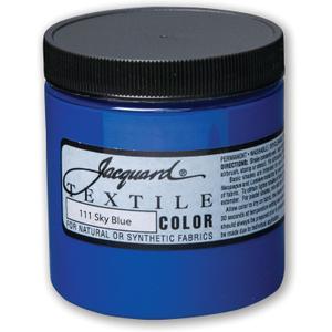 Jacquard Textile Color Sky Blue - Permanent Fabric Paint for Clothes, Furniture Upholstery, Shoes or Tote Bags  Indoor & Outdoor Fabric Paint  8 Oz Jar, Upholstery Fabric Paint (8 Ounce (Pack of 1))