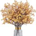 Babys Breath Artificial Flowers, 8 Bundles Gold Real Touch Fake Flowers Silk Flowers for Vase Home Office Wedding Spring Indoor Outdoor Centerpiece Table Party Decorations