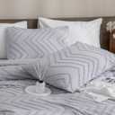Andency Silver Grey Oversized Super King Comforter Set 120x120, Extra Large King Size Comforter Oversize Boho Soft Warm Bedding Comforter Sets, 3 Pieces Aesthetic Chevron Textured Bedding Set