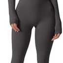 QINSEN Womens Sexy Square Neck Long Sleeve Full Length Leggings Bodycon Stretch Jumpsuit, L