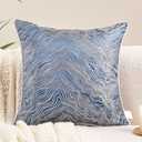 Avigers 18 x 18 Inch Square Navy Blue Silver Gold Abstract Striped Embroidery Cushion Case Luxury Modern Throw Pillow Cover Decorative Pillow for Couch Living Room Bedroom Car