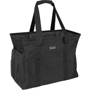 BALEINE Extra Large Utility Tote Bag with Wire Frame for Storage (Black, 16.5''x14''x10'')