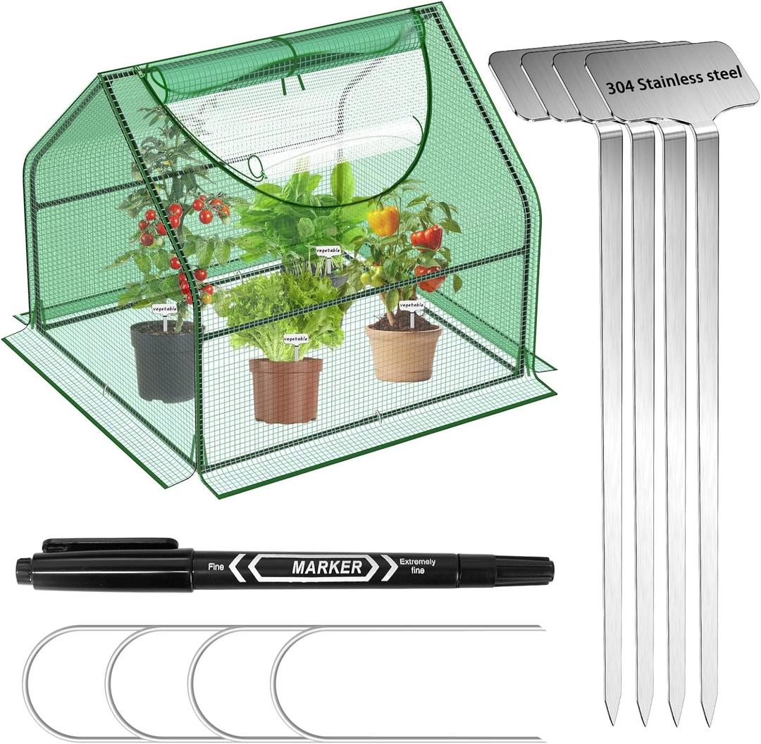 36"36"36" Green Houses for Outside, Portable Mini Greenhouse with Mesh Vents, Weatherproof PE Plant Shelter for Patio Gardening