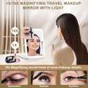 Mocado LED Foldable Travel Makeup Mirror - 5x7 inches 3 Colors Light Modes USB Rechargeable Touch Screen, Portable Tabletop Cosmetic Mirror for Travel, Cosmetic, Office (White)