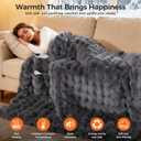 Heated Blanket Throw, Fast Heating Blanket Throw with 1/2/4/6/9/12 Hours Auto-Off 8 Heat Level, 50'' * 60'' Cozy Faux Rabbit Fur Bubble Blanket, Soft Fluffy Warm Blanket(Dark Grey)