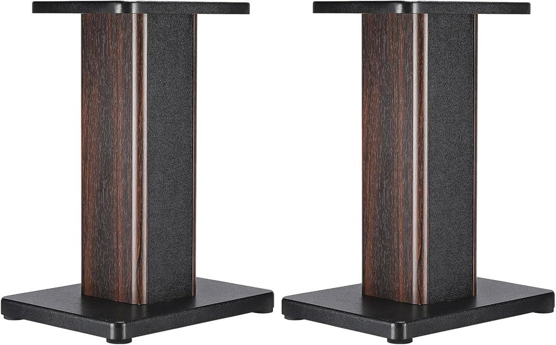 MECCANIXITY Wood Grain Speaker Stands 1 Pair 15.7 Inch (40cm) Universal Small Speaker Stand Hollowed Stands Enhanced Audio Listening for Home Theaters Cinema