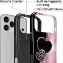 Case Compatible with iPhone 17 Pro Max [Compatible with MagSafe] Hybrid 2-Layer Hard Shell Protection Case, Shockproof Protective Magnetic Cover for 17 Pro Max, Pink Glittering Star Heart