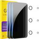 PEHAEL 3+3 Pack for iPhone Air/17 Air Privacy Screen Protector with Camera Lens Protector Full Coverage AntiSpy Tempered Glass Film 9H Hardness Easy Installation Bubble Free [6.5 inch]