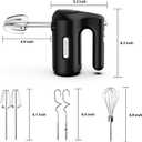 Lord Eagle 5-Speed Hand Mixer Electric, 300W Compact Handheld Mixer, Portable Kitchen Egg Beater with 5 Attachments & Storage Bag, Cake Supplies for Bread Dough Baking, Lightweight, Black