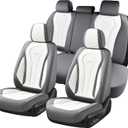 Coverado Seat Covers, Car Seat Covers Full Set, White Car Seat Cover, Car Seat Cushion Waterproof, Front Seats Back Seat Covers, Luxury Seat Cover Car Seat Protector Universal Fit Most Cars