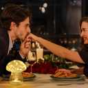 JBGIYOSG Glass Mushroom Table Lamp, 5.9" Cute LED Night Light for Home Decor, Battery Operated (3 AA), Modern Ambient Light for Living Room Bedroom Office Clear