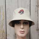 Embroidered Mushroom Bucket Hat for Women Girl Men, Soild Beige Summer Travel Embroidery Beach Sun Hat Outdoor Fisherman Cap Unisex (Beige)