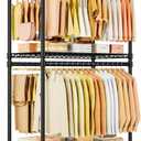 P5 Rolling Clothes Rack Heavy Duty, Clothing Racks for Hanging Clothes, Garment Rack with Wheels, 3 Tiers Portable Closet Rack 39.4'' W  20.5'' D  80.5'' H, Max Load 655 LBS, Black