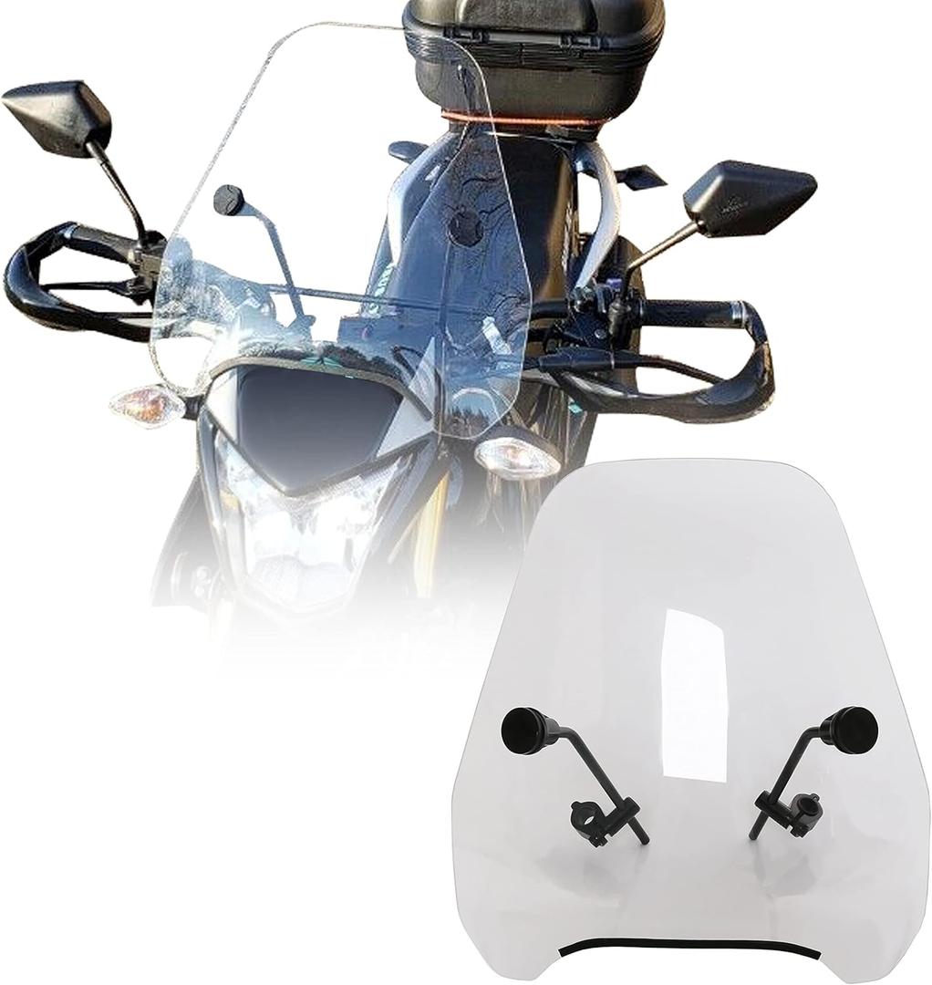 ECOTRIC Universal 15 Height Clear Motorcycle Windshield Windscreen Compatible With Harley Davidson Sportster Dyna Glide Softail Suzuki