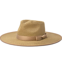 FLUFFY SENSE. Unisex Wide Brim Sun Hat Straw Panama Rancher Fedora Hat for Men Beach Hat for Women
