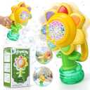 2 x AIERSA Flower Bubble Machine for Kids, Swing Dance Handheld Automatic Rechargeable Bubble Maker with LED Lights, Includes Bubble Solution, Leak-Proof for Bath, Outdoor Summer Play & Birthday Party