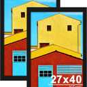 27x40 Inch Poster Frame 2 Pack, Engineered Wood Black Large Picture Frame for 27 x 40 in Photos, Movie Posters & Art Prints, 27 x 40 Poster Frame Horizontal or Vertical Wall Mounting