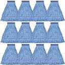Matthew Cleaning Heavy Duty Mop Head Commercial Replacement for General and Floor Cleaning , Wet Industrial Blue Cotton Looped End String Head Refill (Pack of 12) Blue