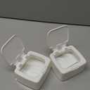 JGB Floss Pick Holder Container With One-Touch Opening, Quick Refill For Qtip, Cotton Swabs, Balls, Pads - Reusable Small Square Dispenser Box For Home, Hotel, Office Organizers and Storage - White 2 Packs