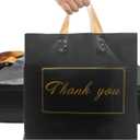 WAKAKO 60 Pack Thank You Bags Shopping Bags, 16x18 Inch Thank You Gift Bags with Handle for Small Business,Bulk Reusable Plastic Shopping Bags for Boutique, Black