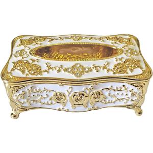 Bling Rhinestone Tissue Box Holder,Luxurious European Style Rose Tissue Box Cover for edroom,Office,Bathroom,Home,Travel,Restaurant(Gold&White)