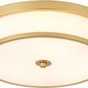 16 inch Flush Mount Ceiling Light, 3-Light Close to Ceiling Light Fixtures with Gold Finish for Livingroom Bedroom Kitchen Diningroom (Gold) (16 Inch Gold)