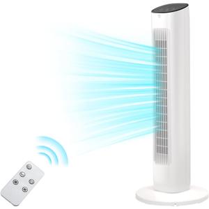 Antarctic Star Tower Fan 85°Oscillating Quiet Cooling 15H Timer Remote Control Powerful Standing 3 Wind Speed 3 Wind Modes LED Display Bladeless Portable LED Display,Bedroom Office, White