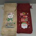 12 Pcs Christmas Bottle Gift Bags with Drawstring, Burlap Gift Bags with 12 Assorted Holiday Designs for Xmas Party Decorations