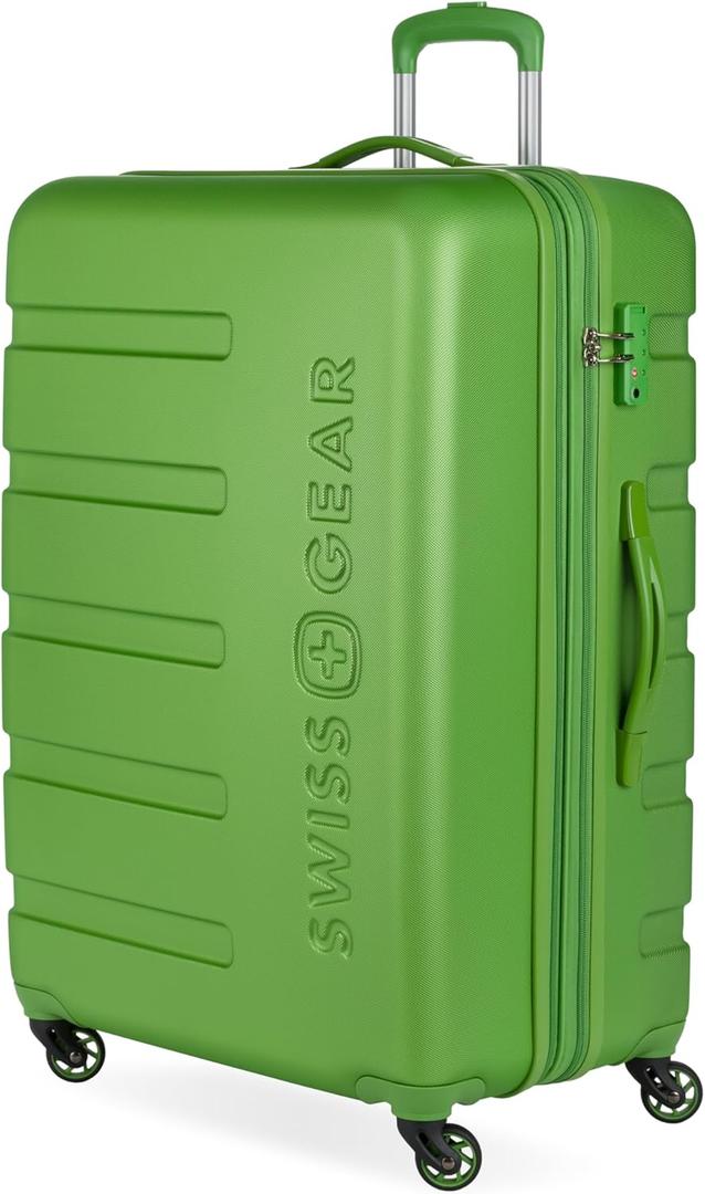 SwissGear 7366 Hardside Expandable Luggage with Spinner Wheels, Green, Checked-Large 27-Inch