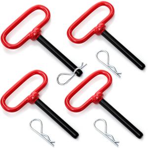 4 Pack 1/2 Inch Trailer Tow Hitch Pin and Clip, 1/2 x 3-5/8 Heavy Duty Trailer Gate Pin, Clevis Pin, Lawn Mower Hitch Pins Accessories for Tractors, Truck, RV Car, ATV