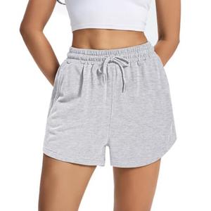 2 Packs Women's Sweat Shorts Comfy Lounge Running Shorts Gym Summer Casual High Waisted Athletic Shorts with Pockets (Gray, Large)