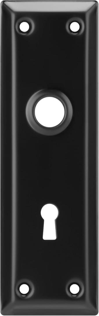 2 Pack Mortise Lock Door Knob Plates for Interior Doors, Old Style Mortise Door Knob Cover Plate Replacement, Matte Black Door Escutcheon (Rectangular)