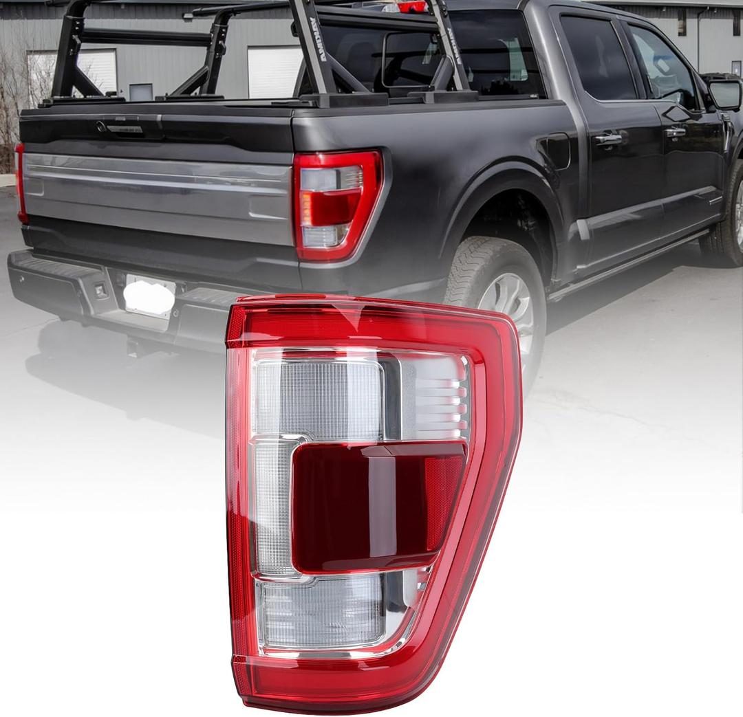 LED Passenger Side Tail Light Compatible with 2021 2022 2023 Ford F150 F-150 W/Blind Spot (Module Not Included) Right Tail Lamp Replace ML3Z13404D (red)