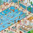 Jigsaw Puzzle for Adults, Lively Swimming Pool in Summer Challenging Educational Fun Family Activities Games Toys Gifts Wooden Puzzles 1000 Piece