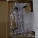 Qunclay Crystal Diamond Bling Letters Crushed Diamond Decorations Wooden Glitter Letters with Screw and Hooks Rhinestone Gifts for Christmas Wedding Bedroom Wall Decor(5.7"l X 5.7"w,Letter I,Silver)