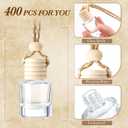 Zubebe 400 Pcs Hanging Car Air Freshener Diffuser Bottles Empty Bulk 8ml Clear Glass Essential Diffuser Oil Pendant Bottle Refillable Automotive Aromatherapy Fragrance Perfume Containers, Cylindrical