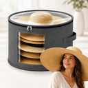 Extra Large Sun Hat Storage Box for Women, 23.6" D x 15.7" H Clear Cowboy Hat Organizer Storage Box with 4 Support Rods Bottom Plate Wide Brimmed Hats Holds up to 10 Caps