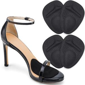 Comfowner Ball of Foot Cushions, Metatarsal Pads Women, High Heels Non-Slip Comfort Pads, Shoe Support for Metatarsalgia Mortons Neuroma Pain Relief (2 Pairs,Black)