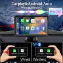 7 Inch HD IPS Touchscreen Wireless CarPlay & Android Auto, Voice Control with HD Night Vision Waterproof Backup Camera, Plug and Play Universal for All Vehicles