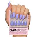 Glamnetic Press On Nails - Periwinkle | Short Almond Purple Fake Nails with Glossy Finish, Salon Quality | 15 Sizes - 30 Nail Kit with Glue
