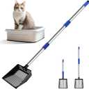 JAMIEWIN Extendable Metal Cat Litter Scoop, Long Handle Litter Sifting Shovel, 21"-39.5" No Bending Back Cat Scooper for Litter Box Heavy Duty Pet Poop Shovel Chicken Poop Scooper