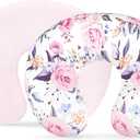 Nursing Pillow Cover 1 Pack, Minky Removable Nursing Pillowcase for Breastfeeding Pillows, Reversible Feeding Slipcover for Baby Boys/Girls, Super Soft Comfortable (Stylish Floral)