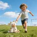 Hopearl Adorable Plush Cow Toy Floppy Dairy Cattle Soft Stuffed Animal Cute Birthday Gifts for Boys Girls Kids Toddlers, Light Brown, 9''